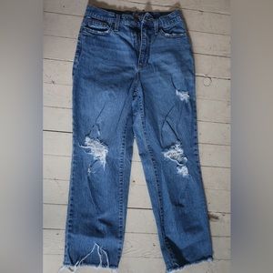 Loose Straight Leg Distressed Jeans